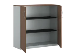 Armoire placage bois/mélaminé FrameOne II Manager - h. 116,5 x l. 120 cm - 2 tablettes métal - portes battantes