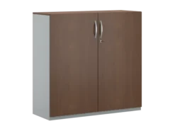 Armoire placage bois/mélaminé FrameOne II Manager - h. 116,5 x l. 120 cm - 2 tablettes métal - portes battantes