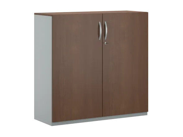 Armoire placage bois/mélaminé FrameOne II Manager - h. 116,5 x l. 120 cm - 2 tablettes métal - portes battantes