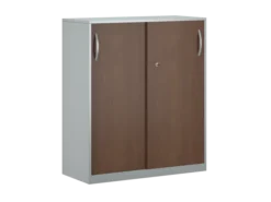 Armoire placage bois/mélaminé FrameOne II Manager - h. 116,5 x l. 100 cm - 4 demi-tablettes métal - portes