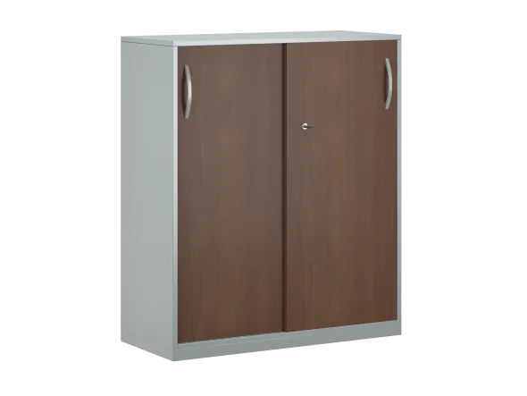 Armoire placage bois/mélaminé FrameOne II Manager - h. 116,5 x l. 100 cm - 4 demi-tablettes métal - portes