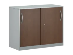 Armoire placage bois/mélaminé FrameOne II Manager - h. 79 x l. 100 cm - 4 demi-tablettes métal - portes