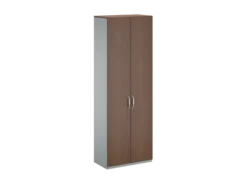 Armoire placage bois/mélaminé FrameOne II Manager - h. 229 x l. 80 cm - 6 tablettes métal - portes battantes