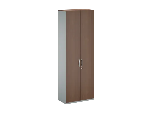 Armoire placage bois/mélaminé FrameOne II Manager - h. 229 x l. 80 cm - 6 tablettes métal - portes battantes