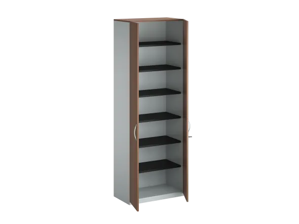 Armoire placage bois/mélaminé FrameOne II Manager - h. 229 x l. 80 cm - 6 tablettes métal - portes battantes