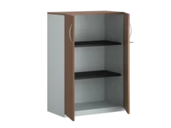 Armoire placage bois/mélaminé FrameOne II Manager - h. 116,5 x l. 80 cm - 2 tablettes métal - portes battantes