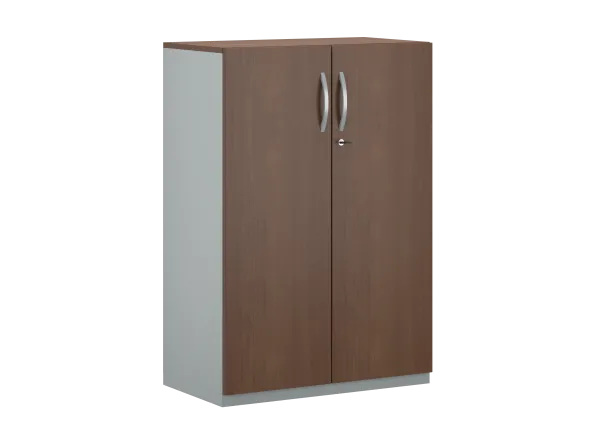 Armoire placage bois/mélaminé FrameOne II Manager - h. 116,5 x l. 80 cm - 2 tablettes métal - portes battantes