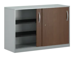 Armoire placage bois/mélaminé FrameOne II Manager - h. 79 x l. 120 cm - 4 demi-tablettes métal - portes