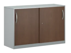 Armoire placage bois/mélaminé FrameOne II Manager - h. 79 x l. 120 cm - 4 demi-tablettes métal - portes