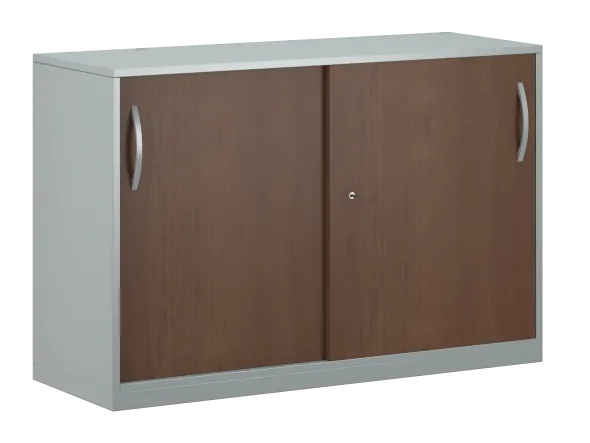Armoire placage bois/mélaminé FrameOne II Manager - h. 79 x l. 120 cm - 4 demi-tablettes métal - portes