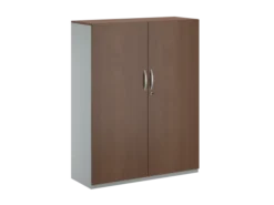 Armoire placage bois/mélaminé FrameOne II Manager - h. 154 x l. 120 cm - 4 tablettes métal - portes battantes