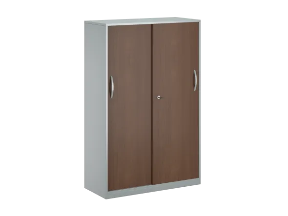 Armoire placage bois/mélaminé FrameOne II Manager - h. 154 x l. 100 cm - 8 demi-tablettes métal - portes