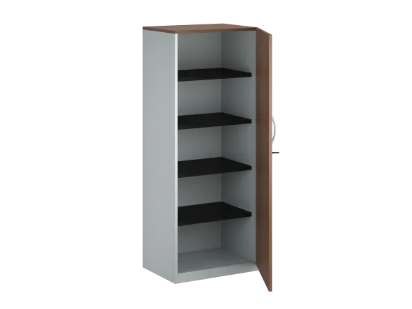 Armoire placage bois/mélaminé FrameOne II Manager - h. 154 x l. 60 cm - 4 tablettes métal - porte battante