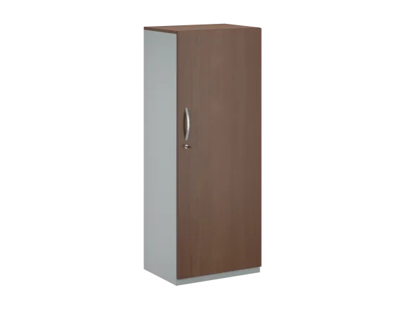 Armoire placage bois/mélaminé FrameOne II Manager - h. 154 x l. 60 cm - 4 tablettes métal - porte battante