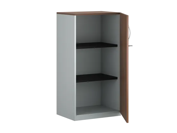 Armoire placage bois/mélaminé FrameOne II Manager - h. 116,5 x l. 60 cm - 2 tablettes métal - porte battante