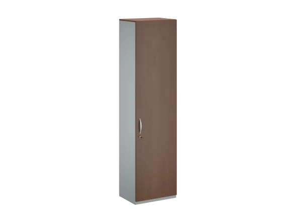 Armoire placage bois/mélaminé FrameOne II Manager - h. 229 x l. 60 cm - 6 tablettes métal - porte battante