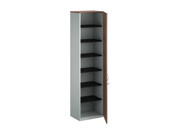 Armoire placage bois/mélaminé FrameOne II Manager - h. 229 x l. 60 cm - 6 tablettes métal - porte battante
