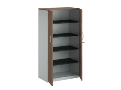 Armoire placage bois/mélaminé FrameOne II Manager - h. 154 x l. 80 cm - 4 tablettes métal - portes battantes