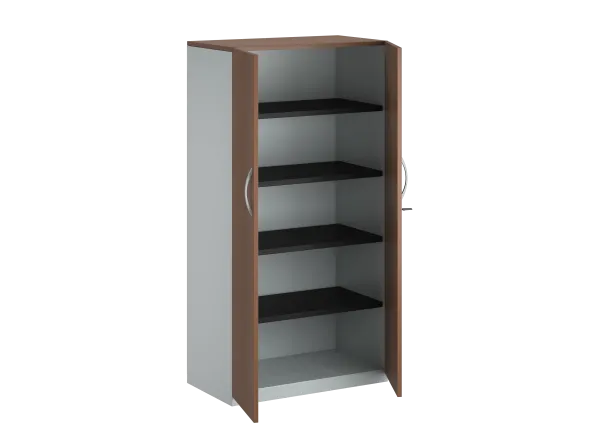 Armoire placage bois/mélaminé FrameOne II Manager - h. 154 x l. 80 cm - 4 tablettes métal - portes battantes