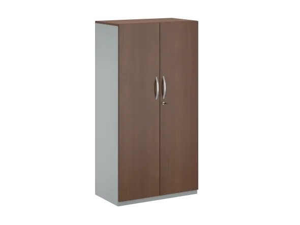 Armoire placage bois/mélaminé FrameOne II Manager - h. 154 x l. 80 cm - 4 tablettes métal - portes battantes