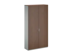 Armoire placage bois/mélaminé FrameOne II Manager - h. 229 x l. 120 cm - 6 tablettes métal- portes battantes