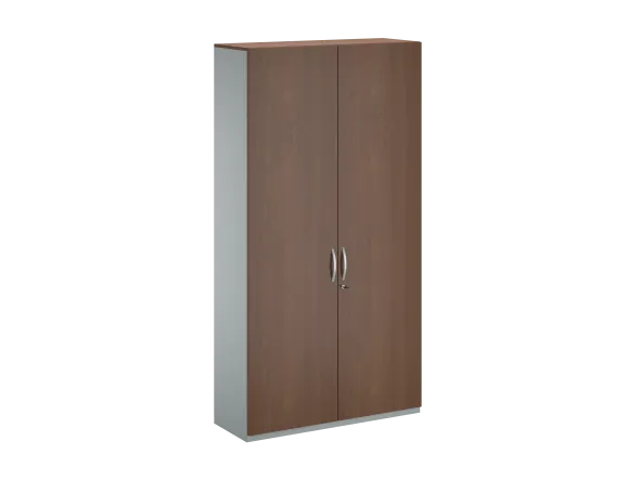 Armoire placage bois/mélaminé FrameOne II Manager - h. 229 x l. 120 cm - 6 tablettes métal- portes battantes