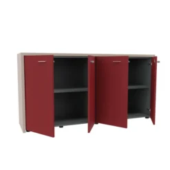 Armoire placage bois Quadri Prestige - h. 89 x l. 178 cm - 1 tablette mélaminé - 4 portes battantes laquées
