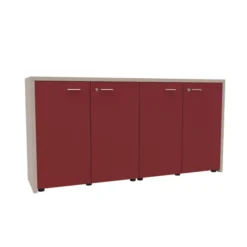 Armoire placage bois Quadri Prestige - h. 89 x l. 178 cm - 1 tablette mélaminé - 4 portes battantes laquées