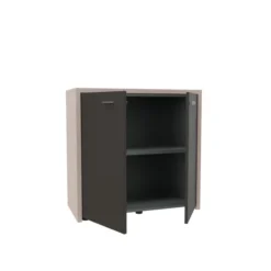 Armoire placage bois Quadri Prestige - h. 89 x l. 92 cm - 1 tablette mélaminé - 2 portes battantes laquées