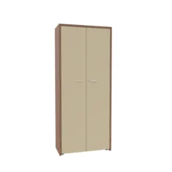 Armoire placage bois Quadri Prestige - h. 217 x l. 92 cm - 4 tablettes mélaminé - 2 portes battantes laquées