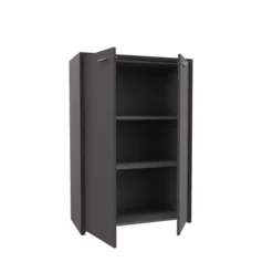Armoire placage bois Quadri Prestige - h. 134 x l. 92 cm - 2 tablettes mélaminé - 2 portes battantes laquées