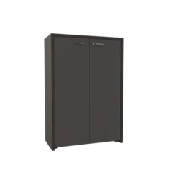 Armoire placage bois Quadri Prestige - h. 134 x l. 92 cm - 2 tablettes mélaminé - 2 portes battantes laquées