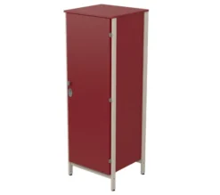 Armoire 1 porte - Naya - l. 65,6 x h. 185,5 x pr. 60,9 cm - mi-penderie et mi-lingère - structure hêtre teinté