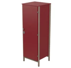 Armoire 1 porte - Naya - l. 65,6 x h. 185,5 x pr. 60,9 cm - mi-penderie et mi-lingère - structure hêtre teinté