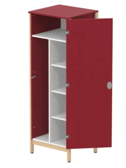 Armoire 1 porte - Naya - l. 65,6 x h. 185,5 x pr. 60,9 cm - mi-penderie et mi-lingère - structure hêtre verni naturel
