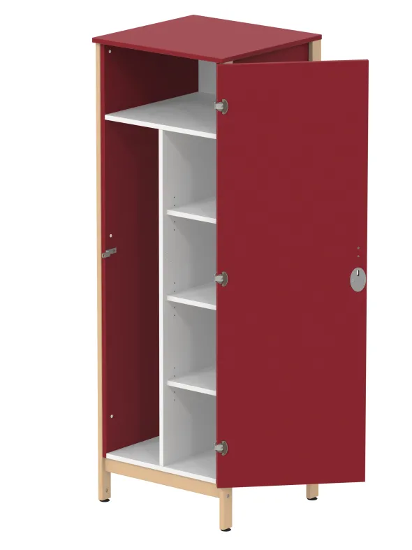 Armoire 1 porte - Naya - l. 65,6 x h. 185,5 x pr. 60,9 cm - mi-penderie et mi-lingère - structure hêtre verni naturel