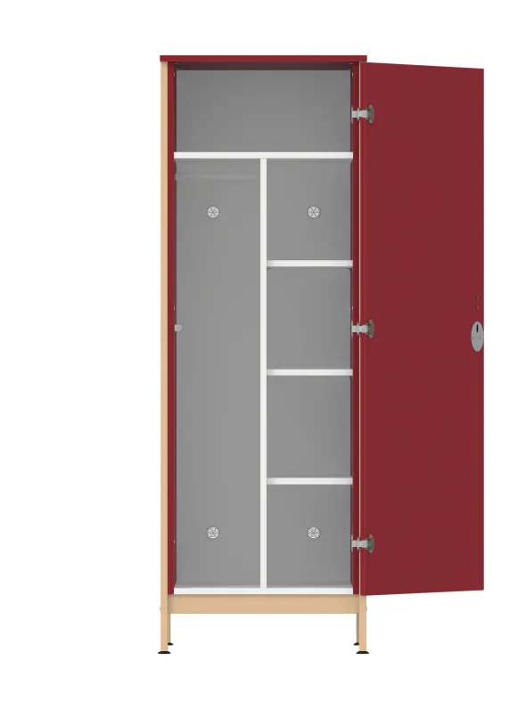 Armoire 1 porte - Naya - l. 65,6 x h. 185,5 x pr. 60,9 cm - mi-penderie et mi-lingère - structure hêtre verni naturel