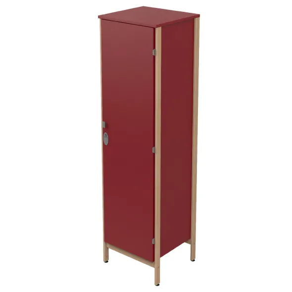 Armoire 1 porte - Naya - l. 65,6 x h. 185,5 x pr. 60,9 cm - mi-penderie et mi-lingère - structure hêtre verni naturel