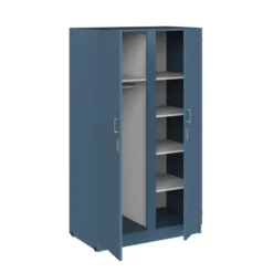 Armoire 2 portes - Kumyos - l. 100,6 x h. 180 x pr. 59 cm - mi-penderie et mi-lingère