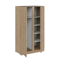 Armoire 2 portes - Kumyos - l. 100,6 x h. 180 x pr. 59 cm - mi-penderie et mi-lingère