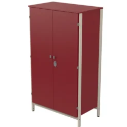 Armoire 2 portes - Naya - l. 105,6 x h. 185,5 x pr. 60,9 cm- mi-penderie et mi-lingère - structure hêtre teinté