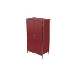 Armoire 2 portes - Naya - l. 105,6 x h. 185,5 x pr. 60,9 cm- mi-penderie et mi-lingère - structure hêtre teinté