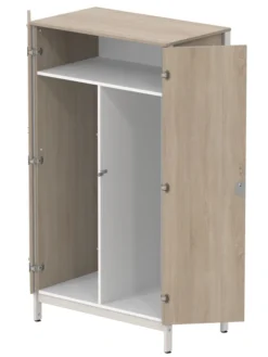 Armoire 2 portes - Naya - l. 105,6 x h. 185,5 x pr. 60,9 cm- penderie - structure hêtre teinté