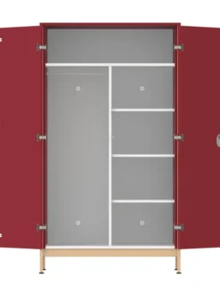 Armoire 2 portes - Naya - l. 105,6 x h. 185,5 x pr. 60,9 cm- mi-penderie et mi-lingère - structure hêtre verni naturel