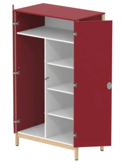 Armoire 2 portes - Naya - l. 105,6 x h. 185,5 x pr. 60,9 cm- mi-penderie et mi-lingère - structure hêtre verni naturel