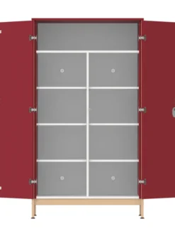 Armoire 2 portes - Naya - l. 105,6 x h. 185,5 x pr. 60,9 cm- lingère - structure hêtre verni naturel