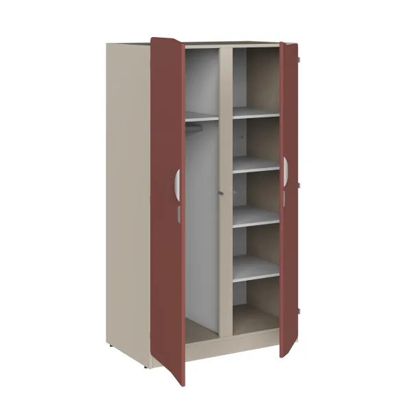Armoire 2 portes - Odéos - l. 100 x h. 184,8 x pr. 59 cm - mi-penderie et mi-lingère