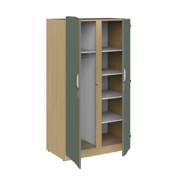 Armoire 2 portes - Odéos - l. 100 x h. 184,8 x pr. 59 cm - mi-penderie et mi-lingère