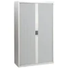 Armoire à rideaux démontable Bruneau - h. 200 x l. 120 cm - 4 tablettes fermeture rideau - corps gris/rideau coloris