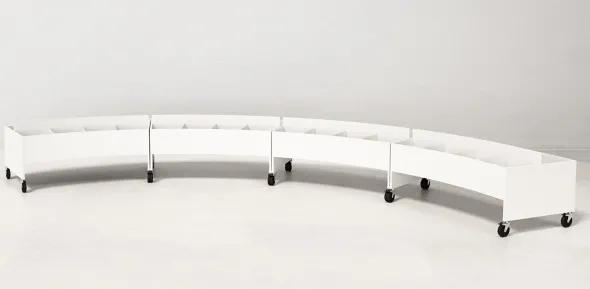 Bac à BD courbe sur roulettes Nova - enfant - l. 150 cm - 1 niveau - 8 cases
